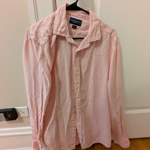 Charles Tyrwhitt Pure Linen Shirt - Pink - Picture 3 of 3